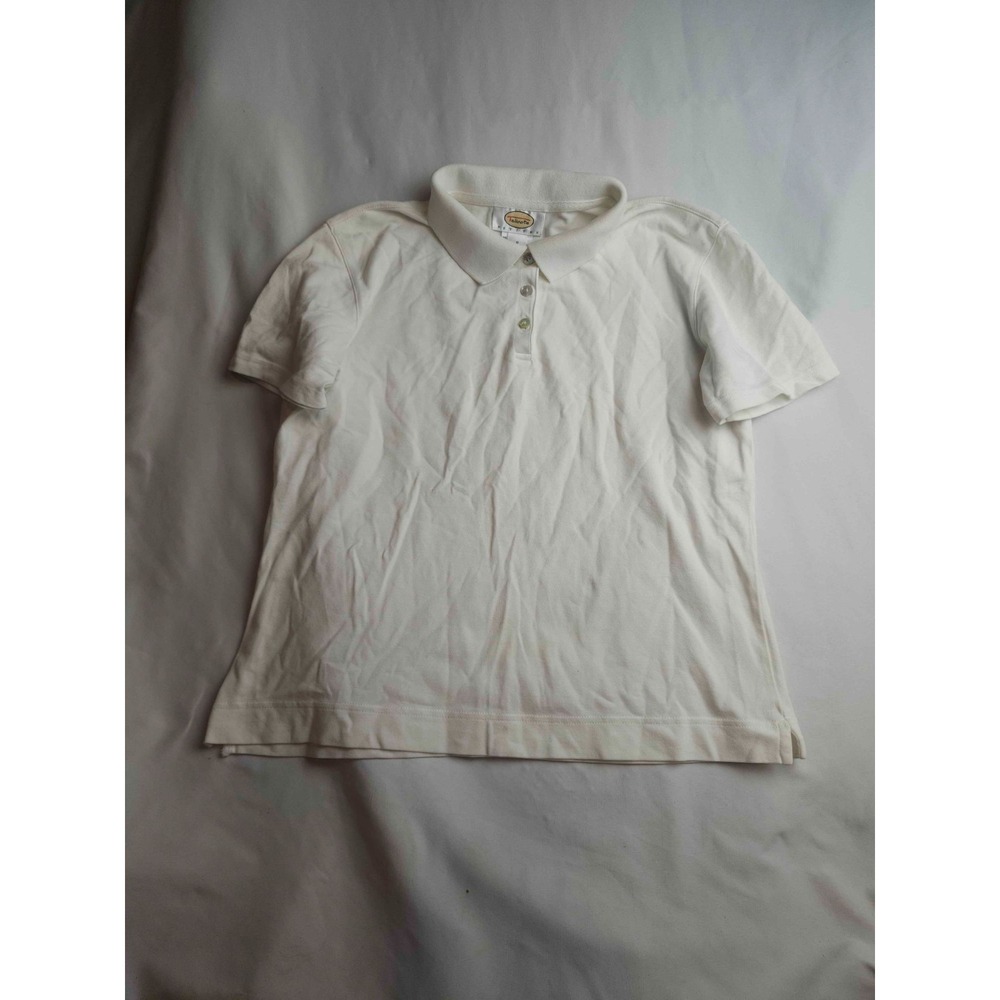 Talbots Polo Shirt Women S Petite White Preppy Classic Coastal Grandma Old Money
